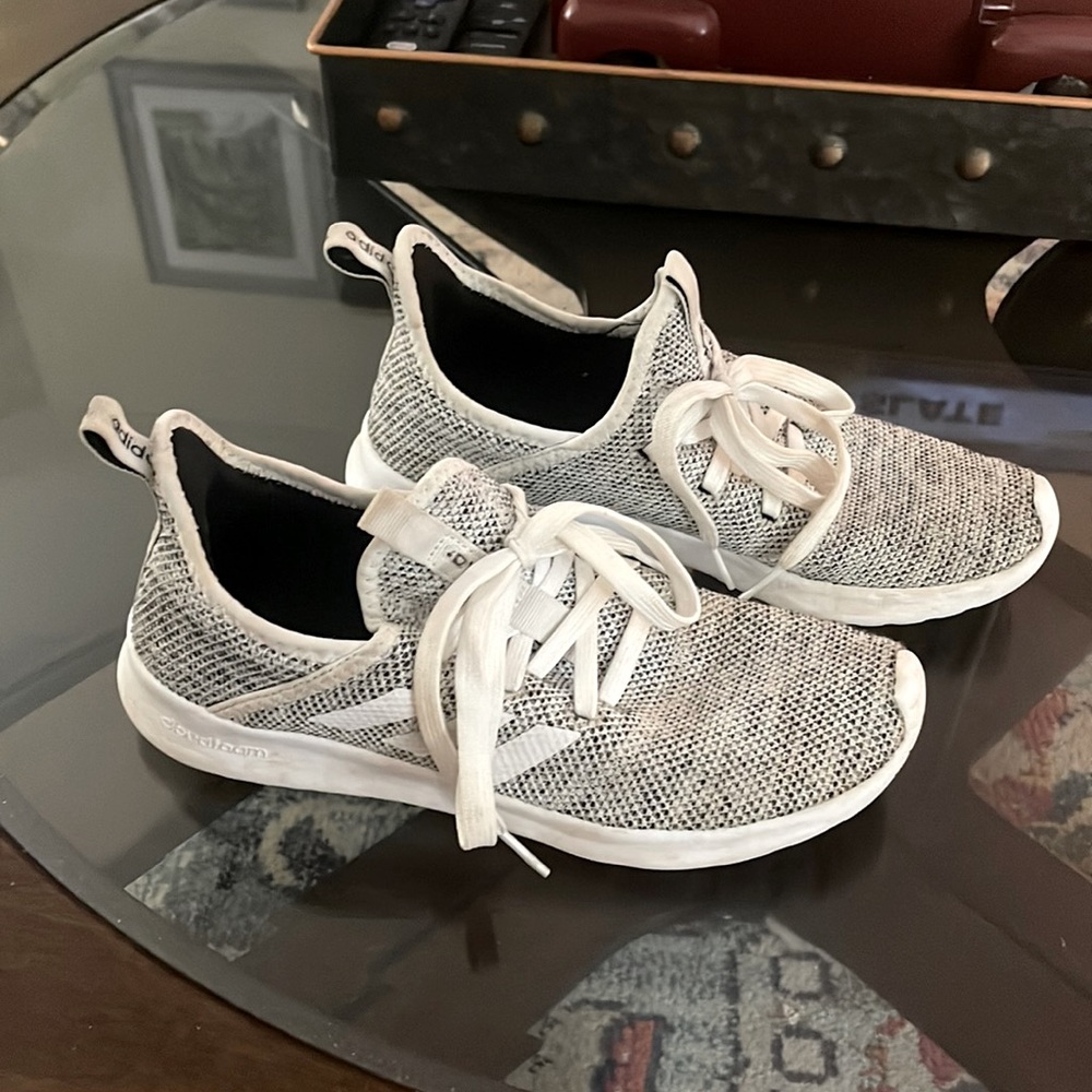 Grey & White Addidas Running Shoes